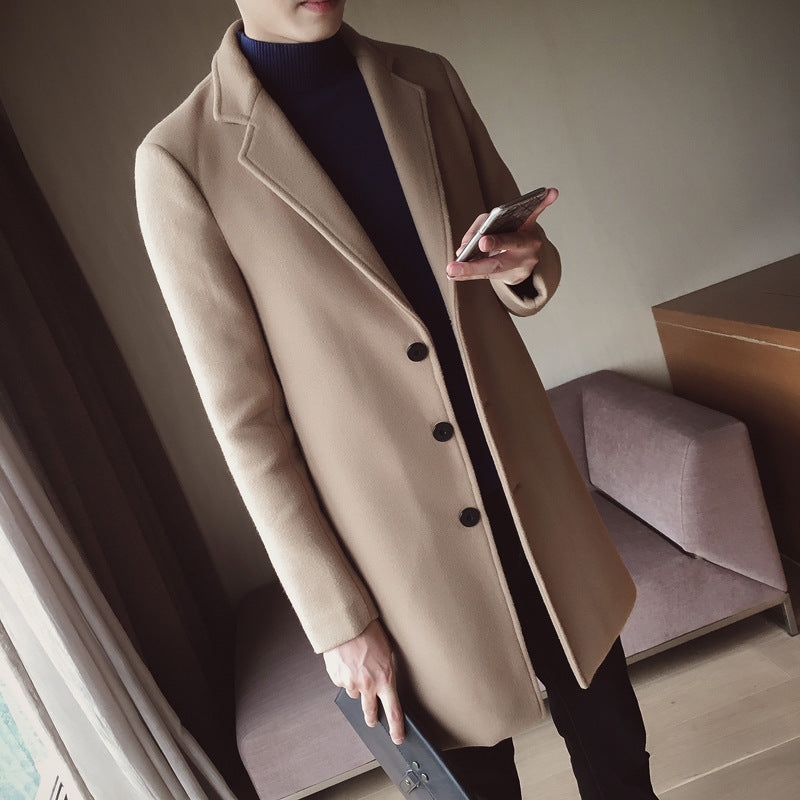 Men's mid-length slim fit trench coat