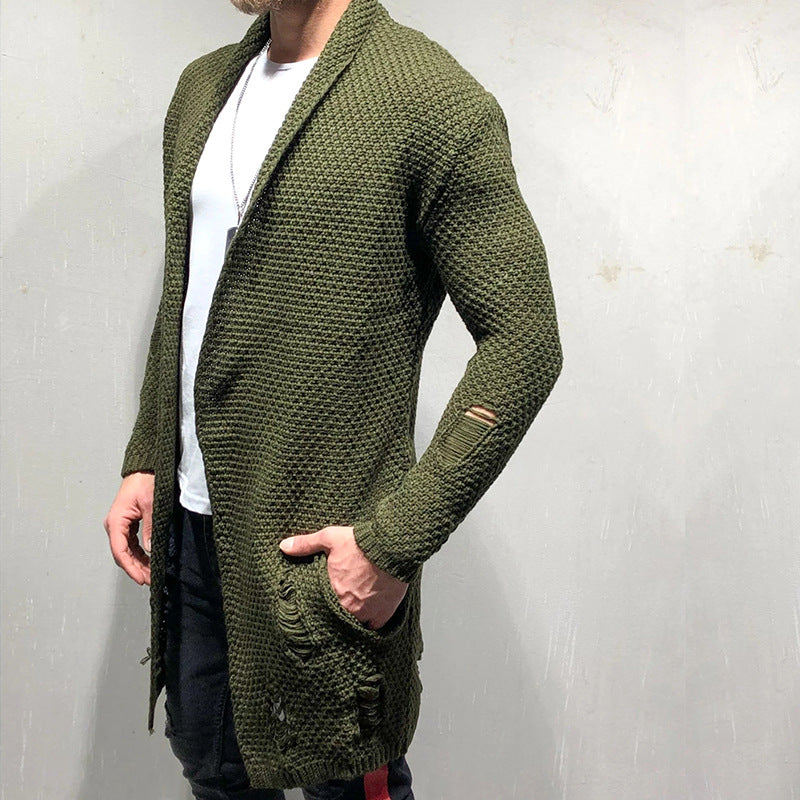 Men's mid-length cardigan sweater