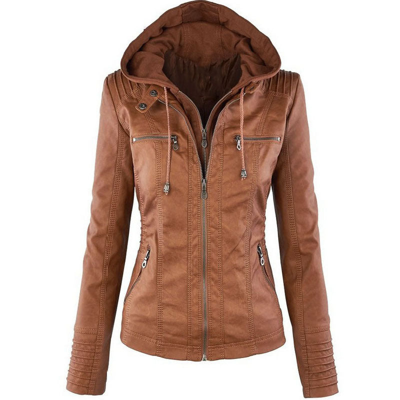 Hot Removable Solid Leather Jacket