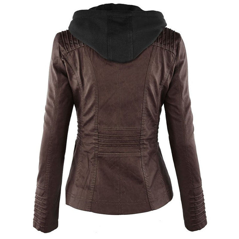 Hot Removable Solid Leather Jacket