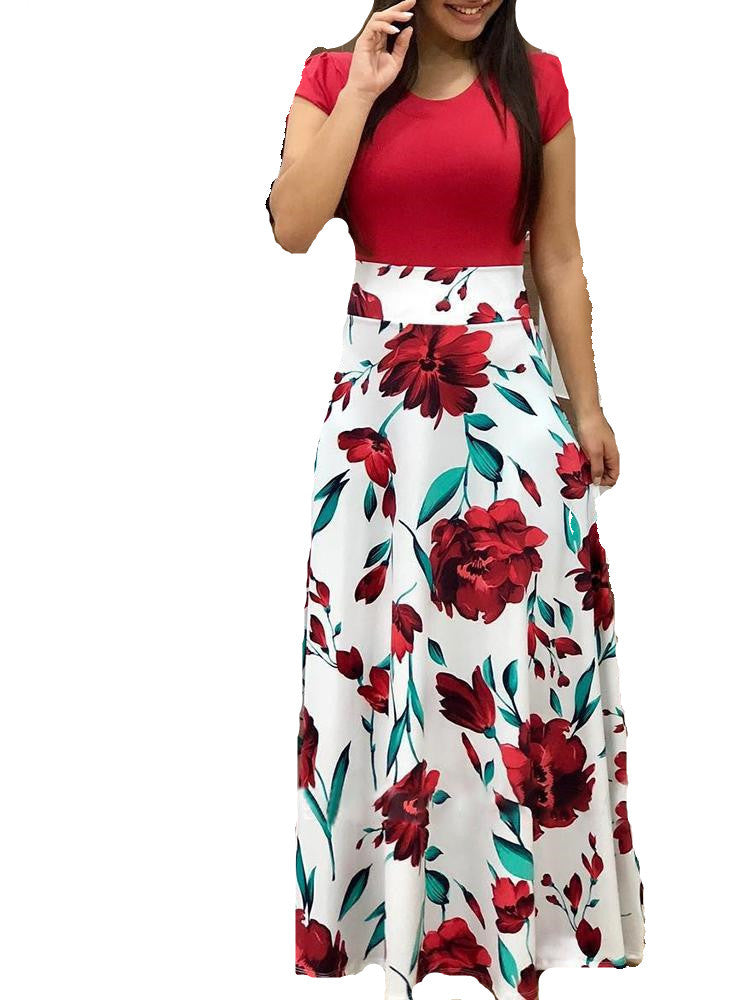 Vestido de falda larga sexy a juego con estampado de flores 