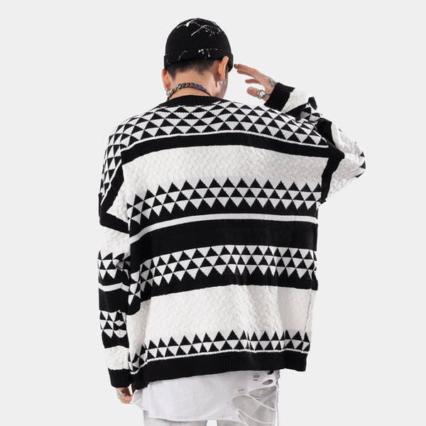 Lazy Style Colorblock Jacquard Sweater Men