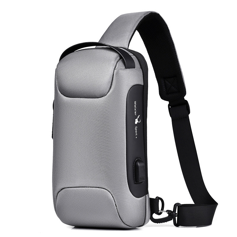 Bolso antirrobo USB impermeable para hombre Oxford bolso de hombro tipo bandolera