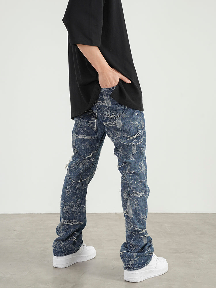 Cat Whiskers Deconstructed Micro Flared Jeans Men