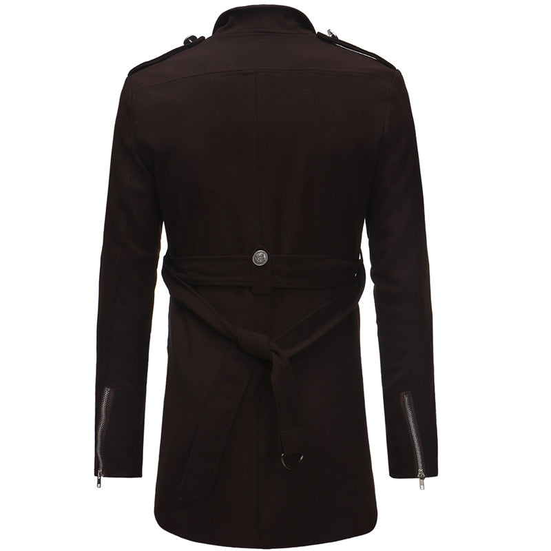 Men's Casual Slim-fit Mid-length Woolen Trench Coat