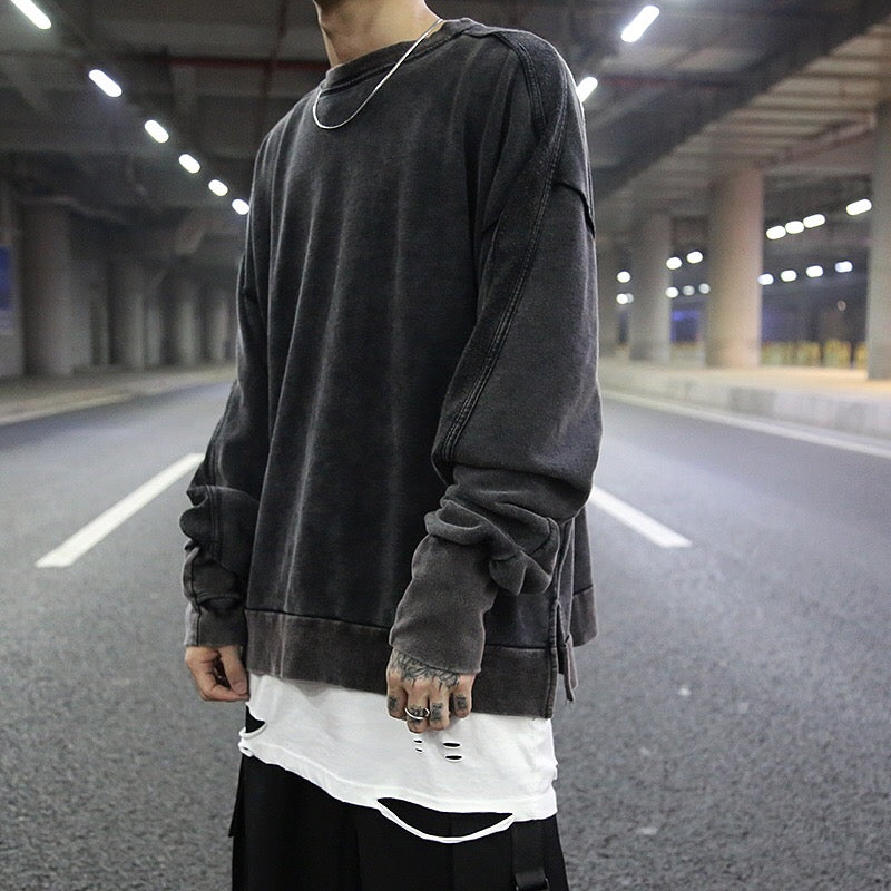 Loose slit sweater men