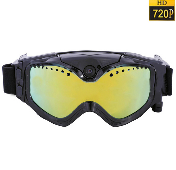 Gafas de sol para esquí, cámara deportiva, lente antivaho doble colorida negra con monitoreo de vídeo de imagen en vivo con tarjeta TF