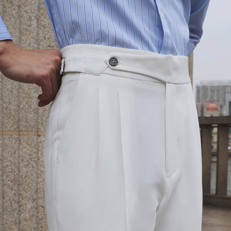 Double Pleated Curled Side Gentleman Neapolitan Non-iron Casual Pants