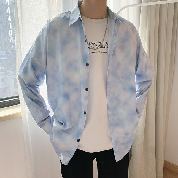 Camisa holgada japonesa estilo perezoso para hombre