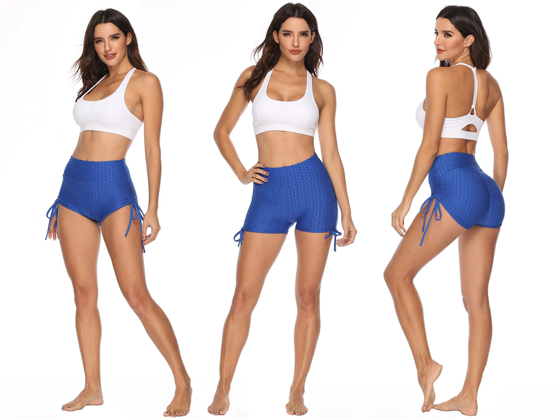 Pantalones de yoga ajustados con costuras sexy Pantalones cortos con lazo de tres puntos