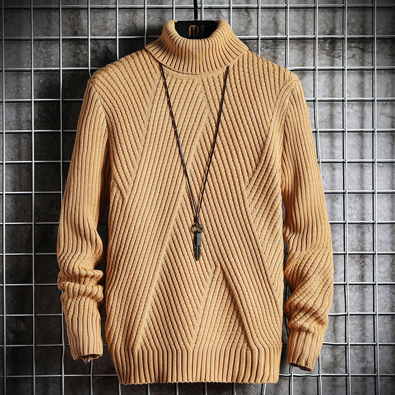 Men's Half Turtleneck Sweater Korean Slim Solid Color Knit Sweater