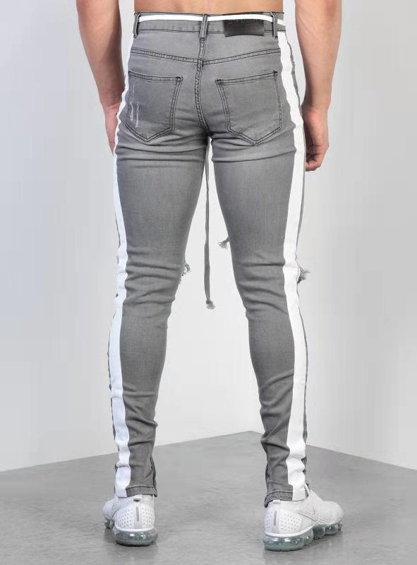 Jeans For Men Cross Knee Ripped Zipper