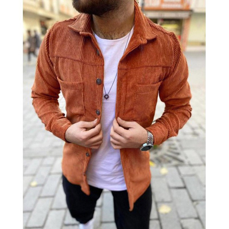 Corduroy slim-fit Autumn Lapel Shirt Jacket