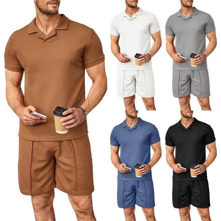 Polo Solapa Manga Corta Conjunto de verano para hombre