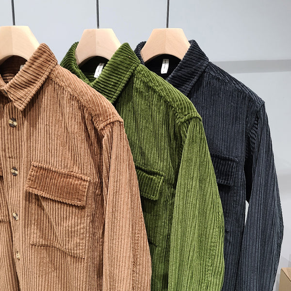 Men's Pure Cotton Corduroy Long Sleeve Shirt Jacket