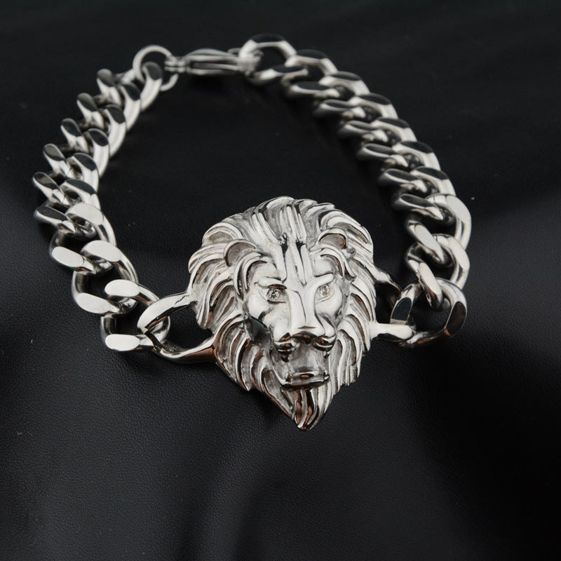 Hip-hop Personality lion head bracelet men