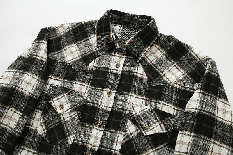 Men's Long Sleeve Flannel Plaid Shirt Jacket