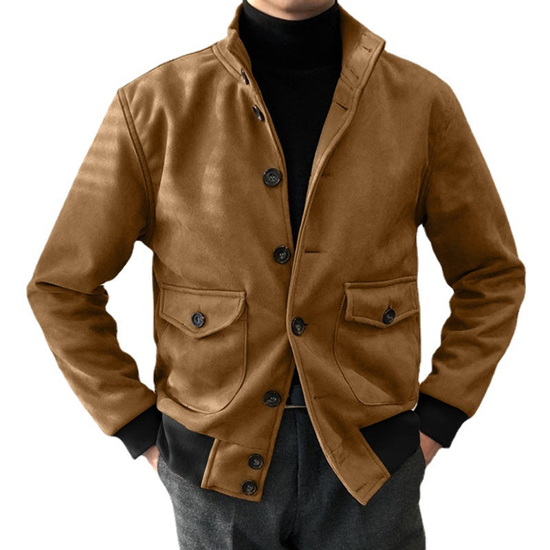 chaqueta delgada de color sólido para hombre