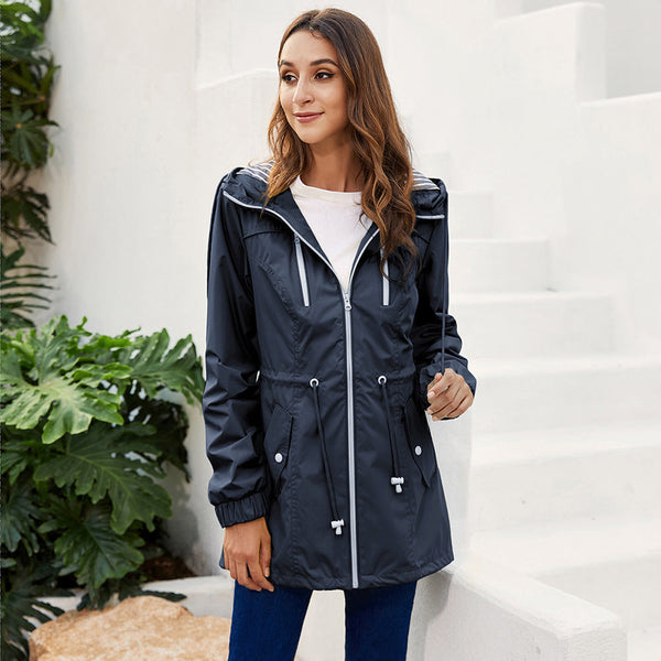 Long Raincoat Women's Hooded Jacket