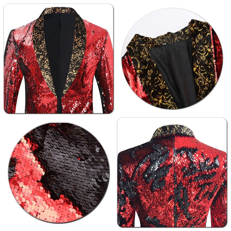 party Performance Dress Men's Double-sided Sequined Suit blazer