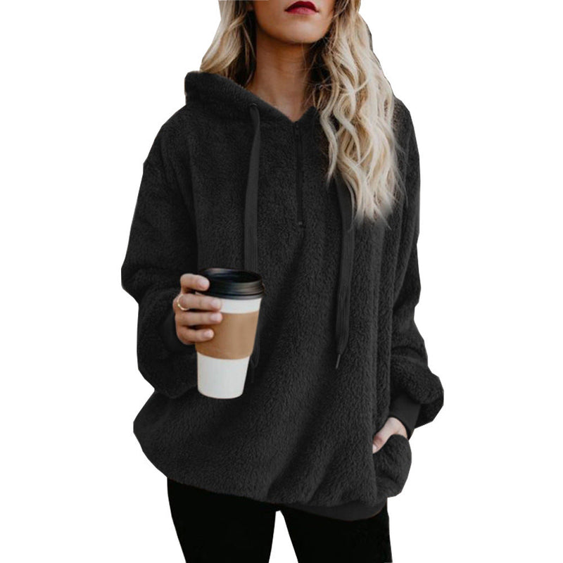 Suéter de felpa con capucha para mujer 