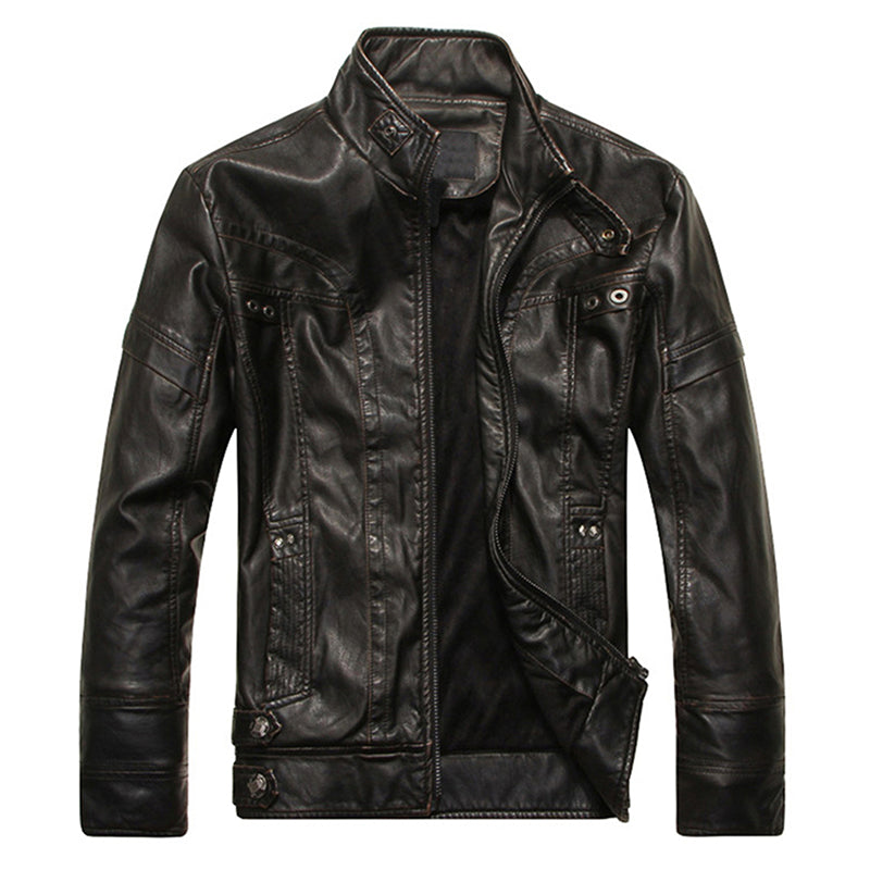 Chaqueta de cuero PU para motocicleta para hombre