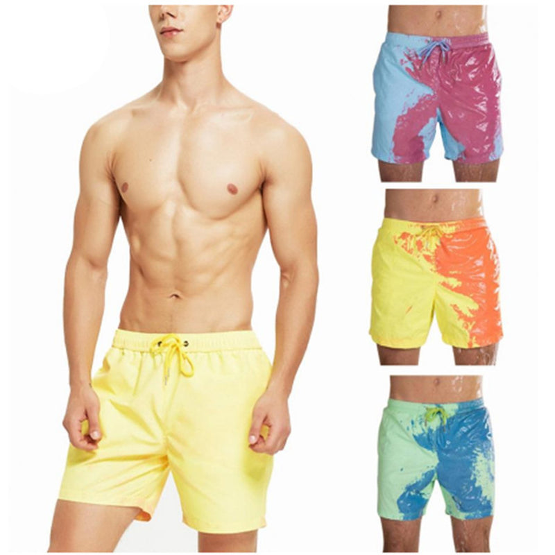 Pantalones cortos de playa mágicos con cambio de Color, bañadores de verano para hombres