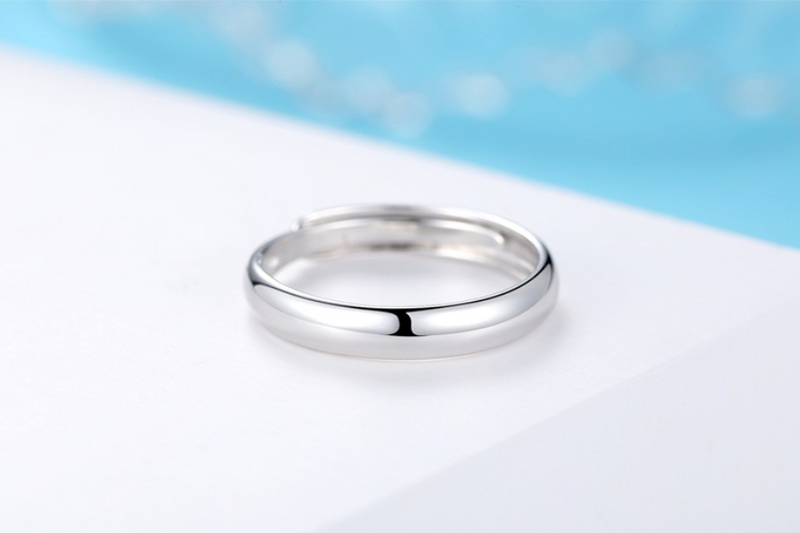 Glossy Ring Simple Men's Silver Ring