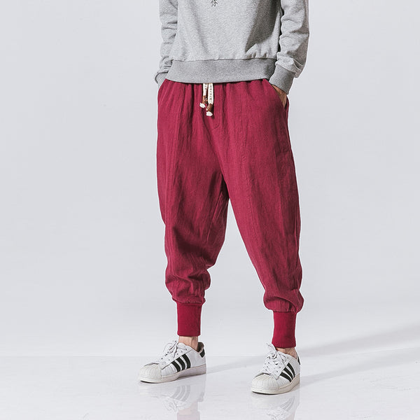 Pantalones Harem de algodón y lino Hip Hop