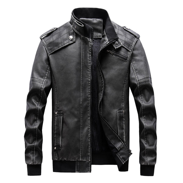 Chaqueta de cuero de motocicleta PU para hombre 