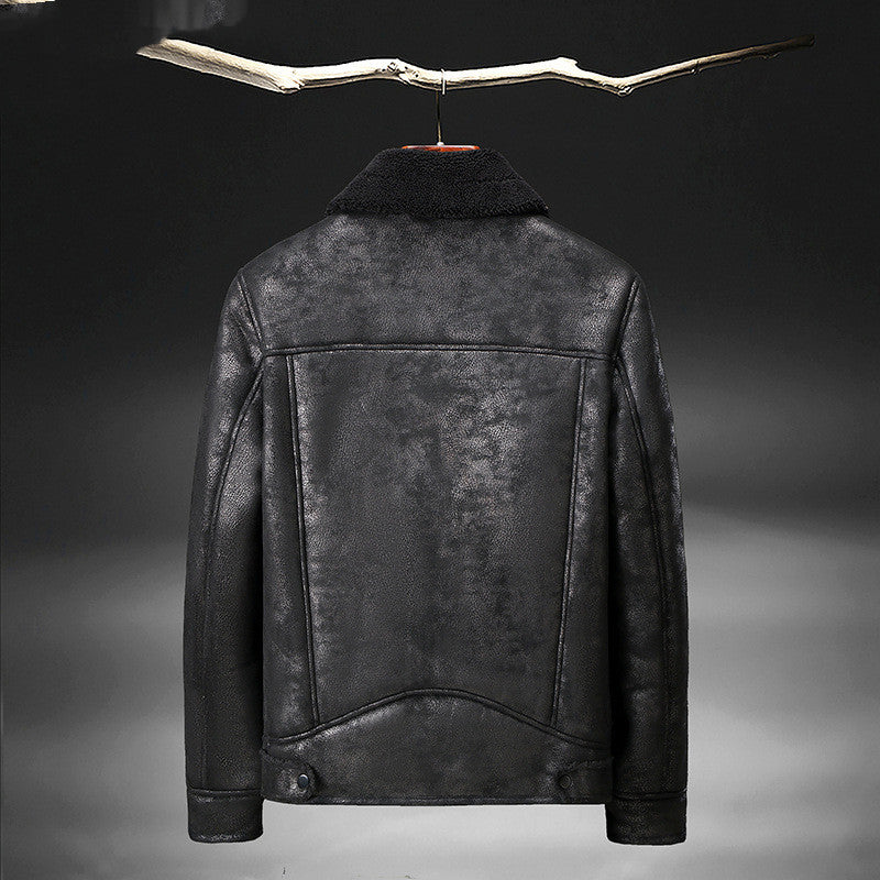 Men's Leather And Fur Motorcycle Jacket