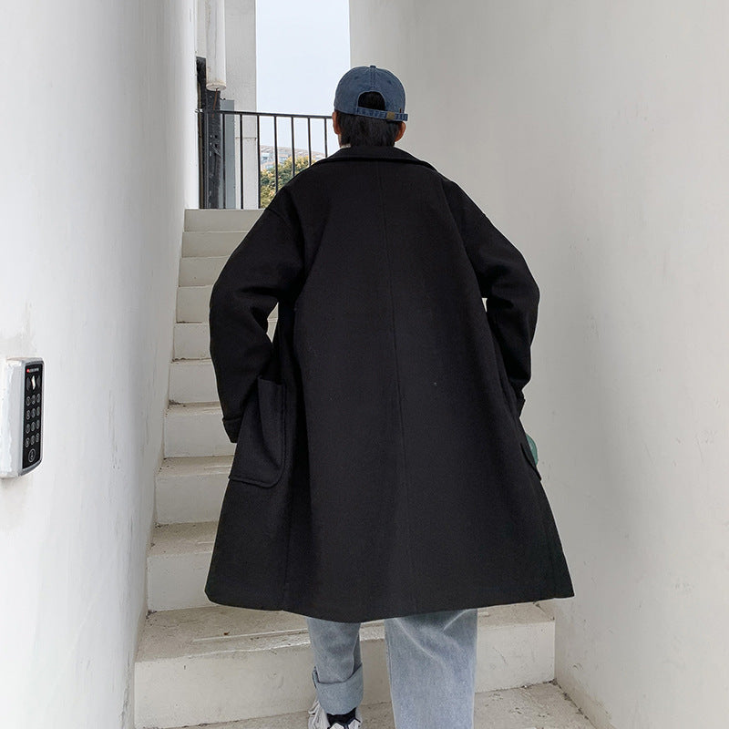Fashion Men's Mid-length Thick Woolen Coat