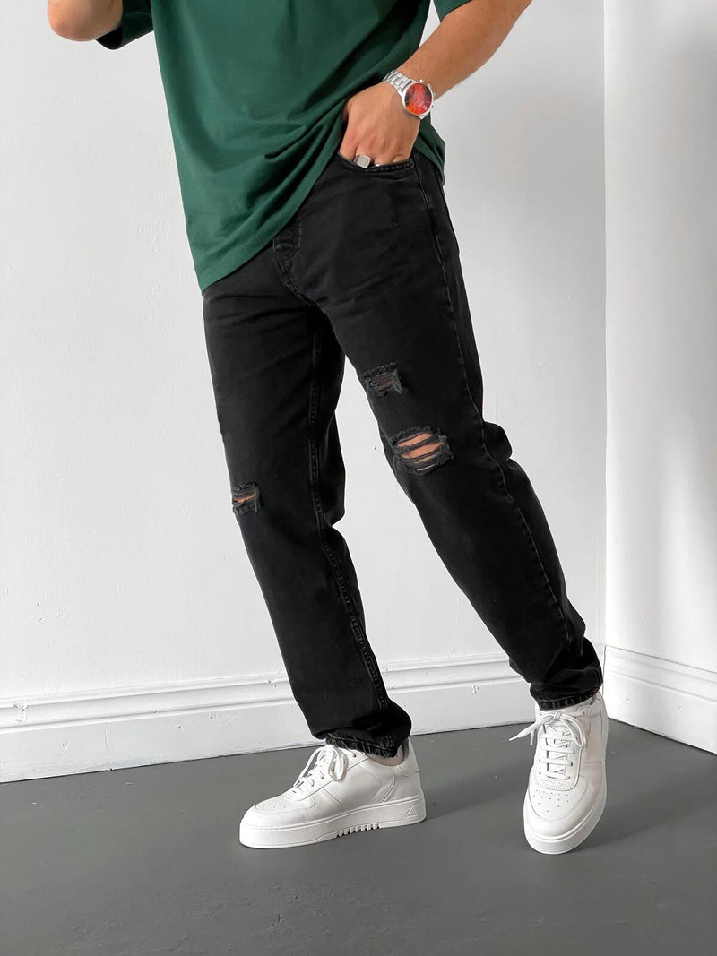Men Casual Ripped Loose Straight-Leg Jeans