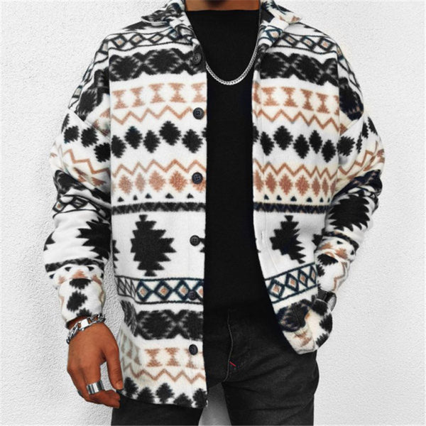 Casual Men's Long-sleeved Contrast Woolen jacket