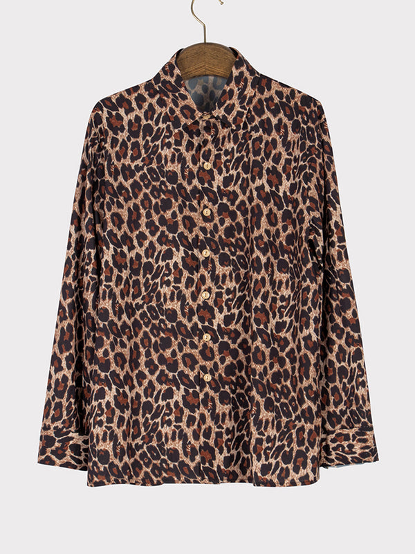 Camisa de manga larga con estampado de leopardo para hombre