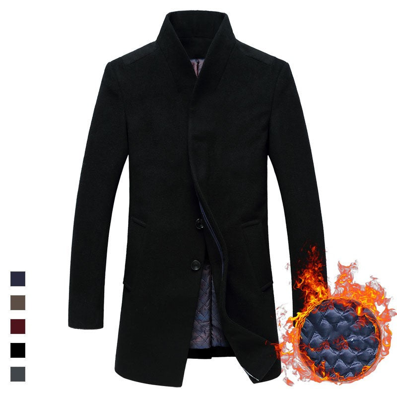 Men's casual woolen trench coat