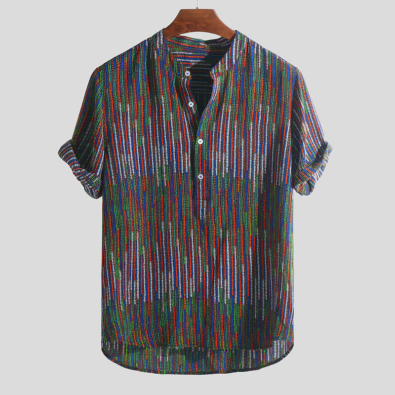 Classic multi-layer vertical stripe printed shirt