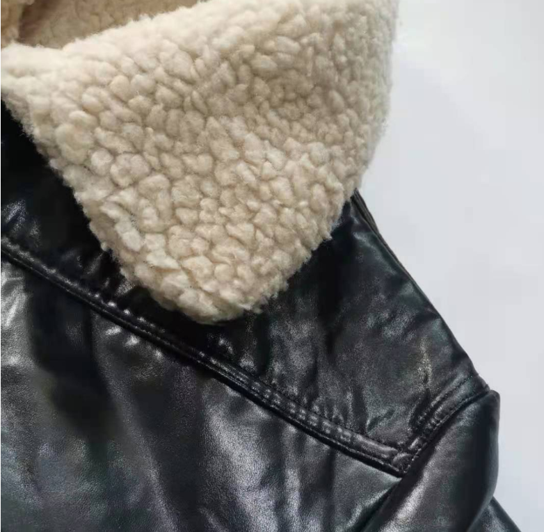 Men's Casual Coat PU Fur Integrated Jacket
