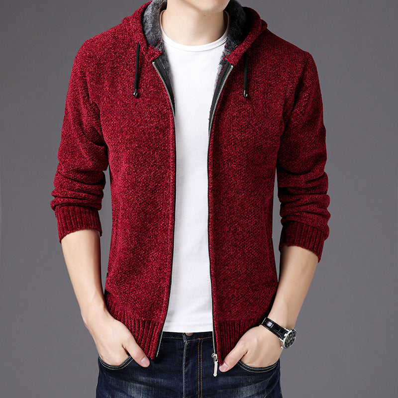 Knit Cardigan Men's Winter Zipper Coat Jacket