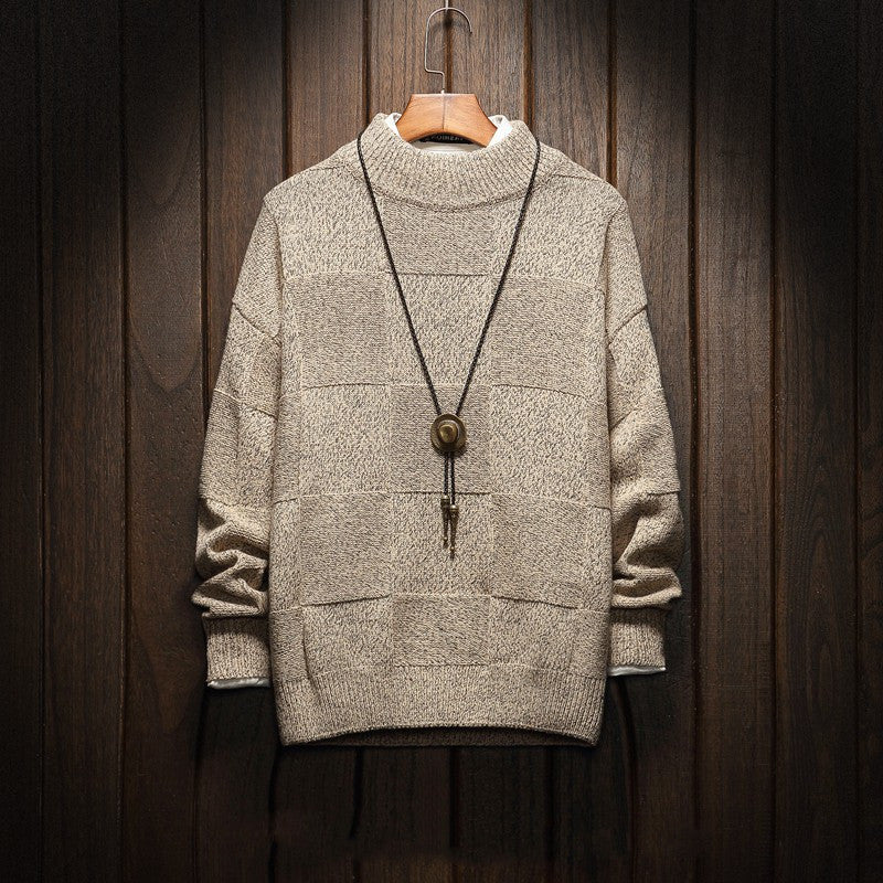Half Turtleneck Checkered Sweater