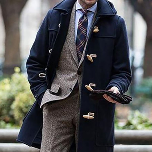 Men's mid-length lapel coat