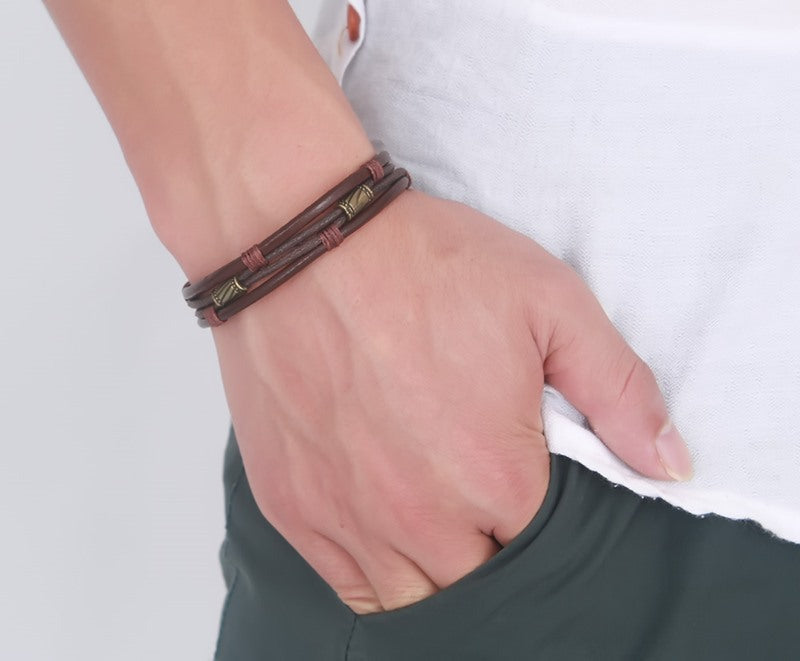 Retro Men's Braided Leather Bracelet
