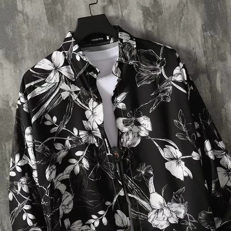 Ruffian Handsome Long-sleeved Floral Shirt Men