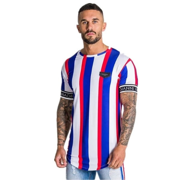 Quick-drying striped casual sports T-shirt
