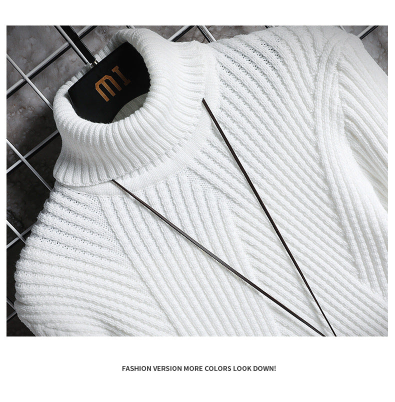 Men's Half Turtleneck Sweater Korean Slim Solid Color Knit Sweater