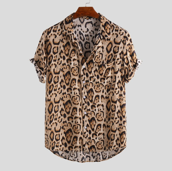 Leopard Print Short-Sleeved Shirt