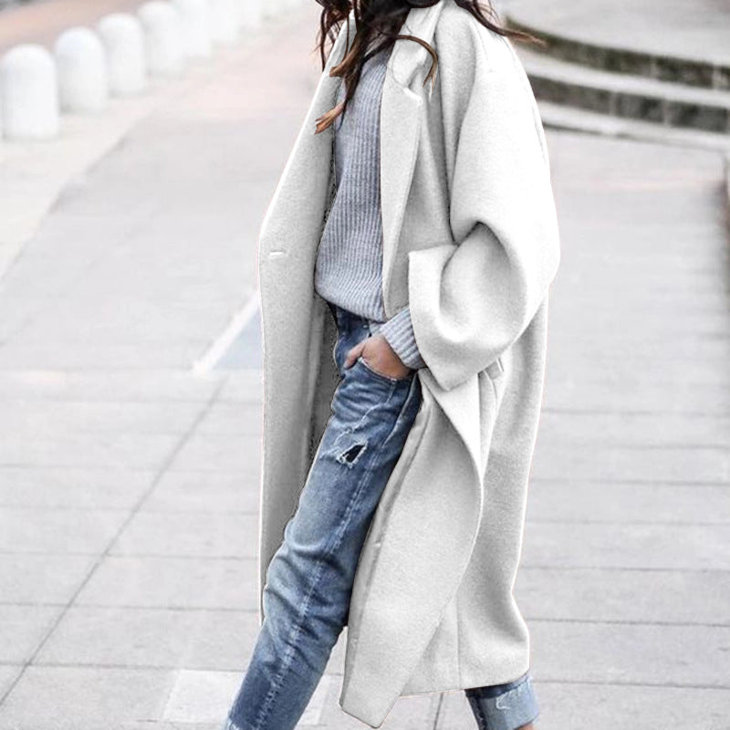 Single Breasted Lapel Woolen Coat