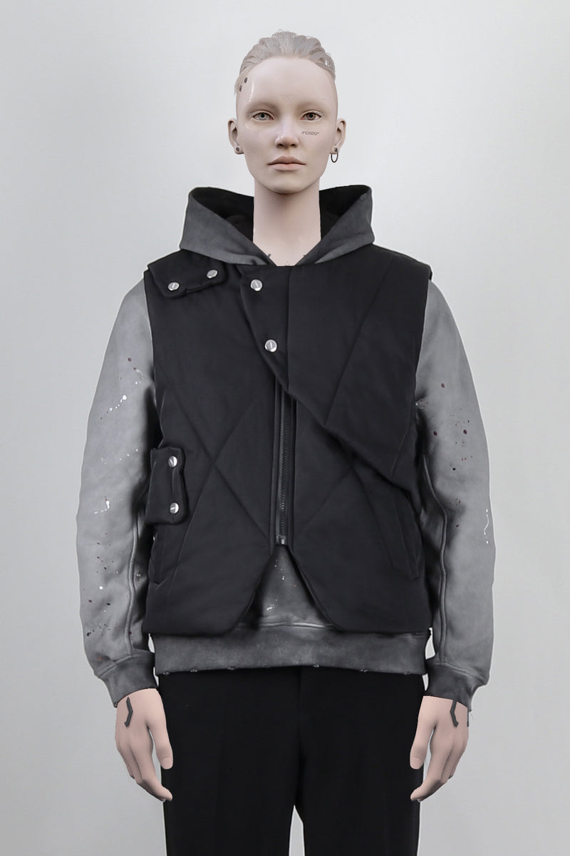 Irregularly Deconstructed Nylon Buckle Cotton jacket