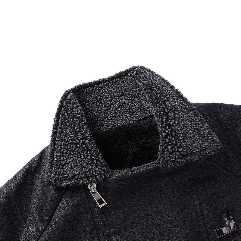 Men's Motorcycle Leather And Suede Zipper Jacket