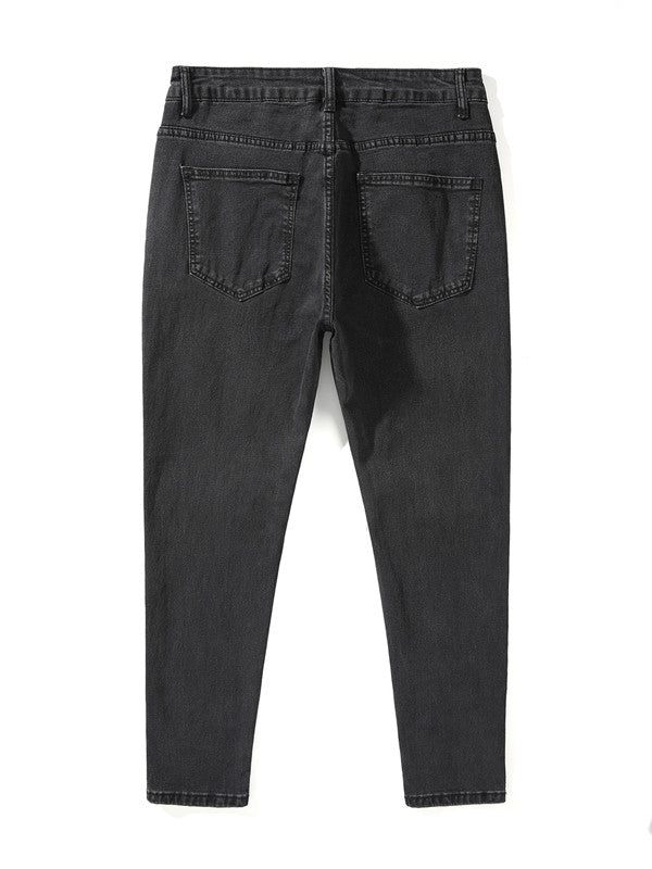 Men Skinny Feet Youth Mid-Rise Jeans